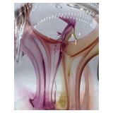 Peter Bramhall Glass Sculpture - Signed 1990 Abstract Art Glass Vessel - LARGE 12" x 16.5"
