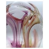 Peter Bramhall Glass Sculpture - Signed 1990 Abstract Art Glass Vessel - LARGE 12" x 16.5"