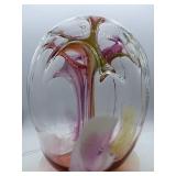 Peter Bramhall Glass Sculpture - Signed 1990 Abstract Art Glass Vessel - LARGE 12" x 16.5"