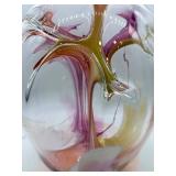 Peter Bramhall Glass Sculpture - Signed 1990 Abstract Art Glass Vessel - LARGE 12" x 16.5"