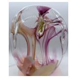 Peter Bramhall Glass Sculpture - Signed 1990 Abstract Art Glass Vessel - LARGE 12" x 16.5"