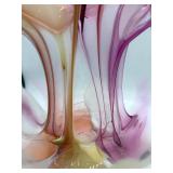 Peter Bramhall Glass Sculpture - Signed 1990 Abstract Art Glass Vessel - LARGE 12" x 16.5"