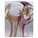 Peter Bramhall Glass Sculpture - Signed 1990 Abstract Art Glass Vessel - LARGE 12" x 16.5"