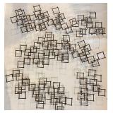 Brutalist Mid-Century Metal Square-Frame Sculpture - Abstract Geometric Art