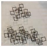 Brutalist Mid-Century Metal Square-Frame Sculpture - Abstract Geometric Art