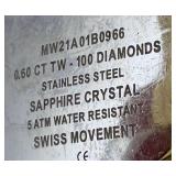 Michele Serein MW21A01B0966 Diamond Watch 0.60 ct TW 100 Diamonds Gold Tone Sapphire Crystal