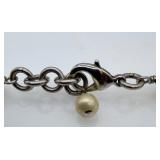 Vintage Chanel Necklace 40in Glass Pearl & Crystal Logo