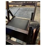 Dark Wood Folding Chairs with Black Leather Seats - Modern Slat Back (Lot of 4)