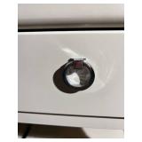 Pair of White End Tables With Drawer Ring Pull & Lower Shelf