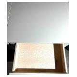 Pair of White End Tables With Drawer Ring Pull & Lower Shelf