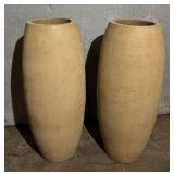 Tall Beige Ceramic Vases - 27.5 in H x 9 in Dia - 2-Piece Set