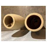 Tall Beige Ceramic Vases - 27.5 in H x 9 in Dia - 2-Piece Set