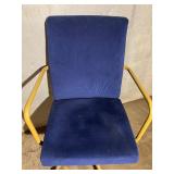 Luca Rolling Desk Chair - Blue Upholstery & Gold Frame, Swivel & Height Adjustable