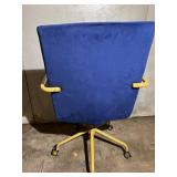 Luca Rolling Desk Chair - Blue Upholstery & Gold Frame, Swivel & Height Adjustable