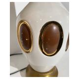 Vintage Table Lamps - White with Gold Trim, 23 in Tall