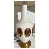 Vintage Table Lamps - White with Gold Trim, 23 in Tall