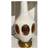 Vintage Table Lamps - White with Gold Trim, 23 in Tall