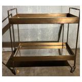 Crate & Barrel Libations Antique Gold Bar Cart - 33 in H x 33 in W x 14 in D