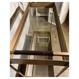 Crate & Barrel Libations Antique Gold Bar Cart - 33 in H x 33 in W x 14 in D