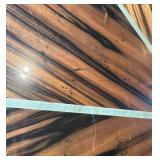 Zebra Wood Octagonal Glass-Top Cabinet with Metal Trim & Round Wood Feet