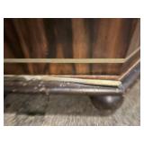 Zebra Wood Octagonal Glass-Top Cabinet with Metal Trim & Round Wood Feet