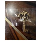 Zebra Wood Octagonal Glass-Top Cabinet with Metal Trim & Round Wood Feet