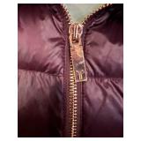 Ted Baker London Puffer Coat - Faux Fur Collar, Maroon, Size 3