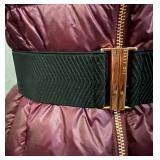 Ted Baker London Puffer Coat - Faux Fur Collar, Maroon, Size 3