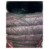 Ted Baker London Puffer Coat - Faux Fur Collar, Maroon, Size 3
