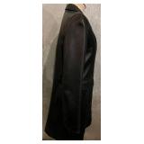 EMET Paris Lambskin Leather Coat - Black Knee-Length 2-Button Front