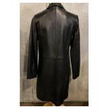 EMET Paris Lambskin Leather Coat - Black Knee-Length 2-Button Front