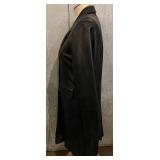 EMET Paris Lambskin Leather Coat - Black Knee-Length 2-Button Front