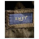 EMET Paris Lambskin Leather Coat - Black Knee-Length 2-Button Front