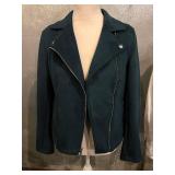 Old Navy XS Teal Asymmetric Zip Jacket & Dea Genuine Leather Mesh Jacket AUS 10 US 6