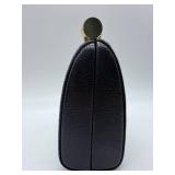 RODO Italy Made in Italy Black Textured Leather Handbag - Gold Bar Handle