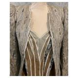 Vintage Sara Fredericks Beaded Leather Jacket with Fringe, Top & Matching Skirt Set - Made in France