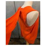 St. John by Marie Gray Teal Suit with Abstract Top & Orange Knit Sweater - Made in USA - Size 8