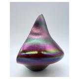 Henry Summa Art Glass Sculpture - Iridescent Rainbow Teardrop Sculpture - Signed