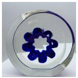 Steve Correia Blue Glass Flower in Clear Crystal 3.25" Height