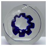 Steve Correia Blue Glass Flower in Clear Crystal 3.25" Height