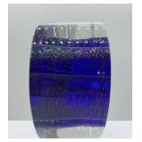 Steve Correia Blue Glass Flower in Clear Crystal 3.25" Height