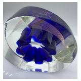 Steve Correia Blue Glass Flower in Clear Crystal 3.25" Height
