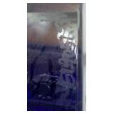 Steve Correia Blue Glass Flower in Clear Crystal 3.25" Height