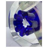 Steve Correia Blue Glass Flower in Clear Crystal 3.25" Height