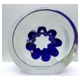 Steve Correia Blue Glass Flower in Clear Crystal 3.25" Height