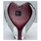 Blenko Handmade Art Glass Heart Vase with Original Label
