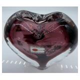 Blenko Handmade Art Glass Heart Vase with Original Label