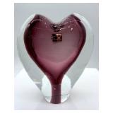 Blenko Handmade Art Glass Heart Vase with Original Label