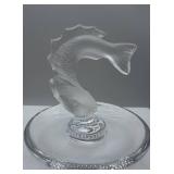 Lalique France Clear Crystal Fish Figurine on Glass Base