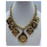 Chanel Gold-Tone Necklace - Diamond-Shaped Pendants, Made in France
